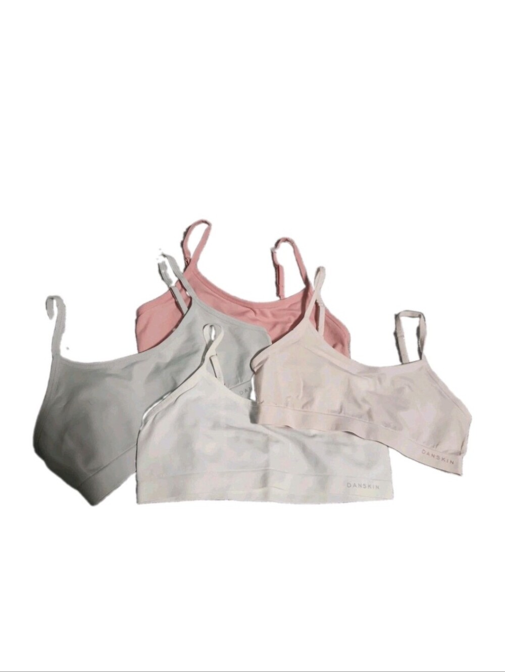 L Danskin Girls 4pk Bra Training Sports Adjustable Straps Camisole Tank Under